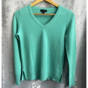 Saks Fifth Avenue 100% Cashmere SEA GREEN Pullover Sweater Women's S Petite